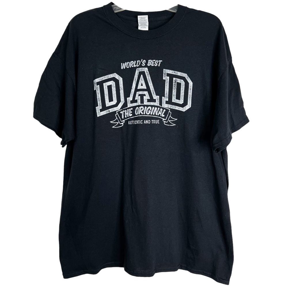 Gildan World’s Best Dad Short Sleeve Crewneck Graphic T-Shirt Black Men’s Sz XL
